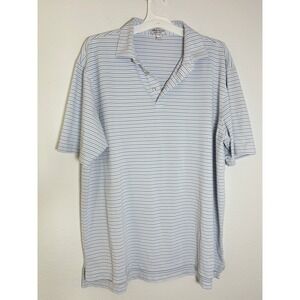 Peter Millar Summer Comfort Mens XL Blue White Striped Golf Polo Shirt Short Slv